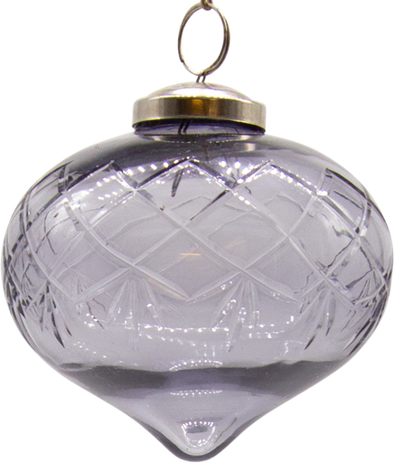 [21020W77] VINTAGE Zwiebel Ø 10 cm Glas geschliffen smoke