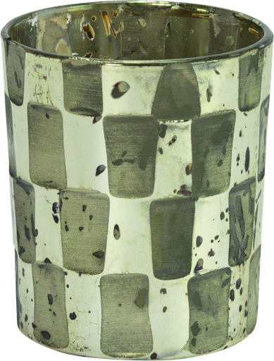 [21108A99] Windlicht 9,5 x Ø 8 cm Glas silber