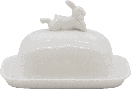 [21124A00] MONSIEUR LAPIN Butterdose für ¼ Stück Porzellan weiß
