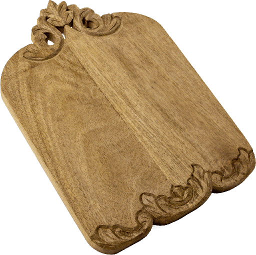 [22020A60] BAROQUE Schneidebrett mit Schnitzerei 35,5 x 25,5 cm Mangoholz
